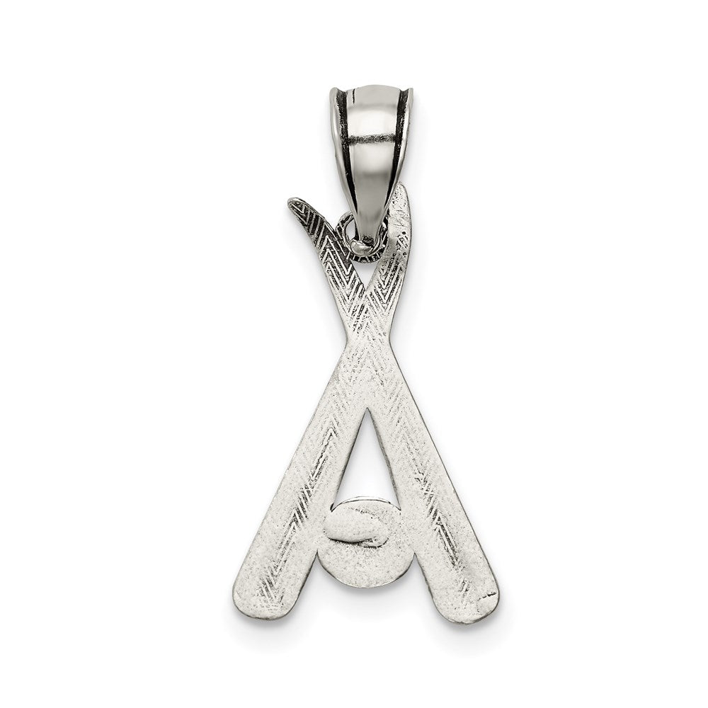 Sterling Silver Antiqued Bats and Baseball Pendant