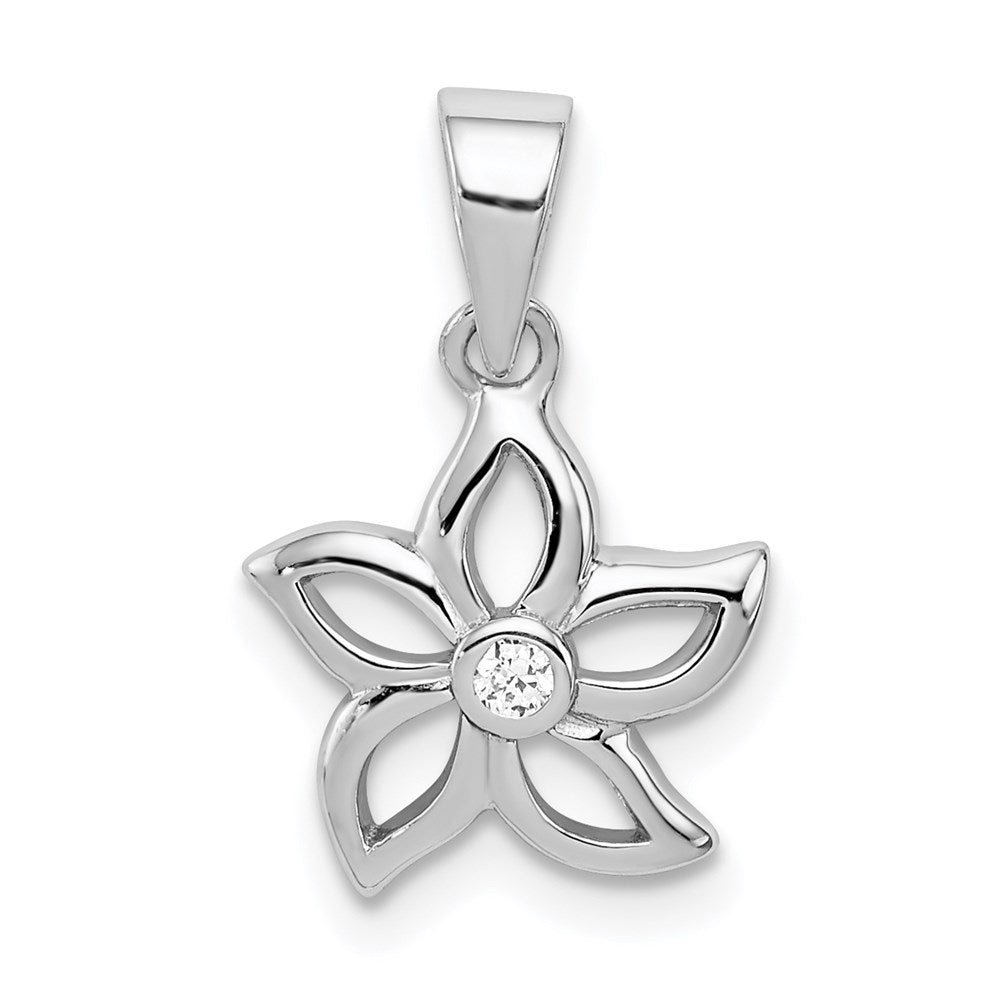 Polished;Sterling silver;CZ