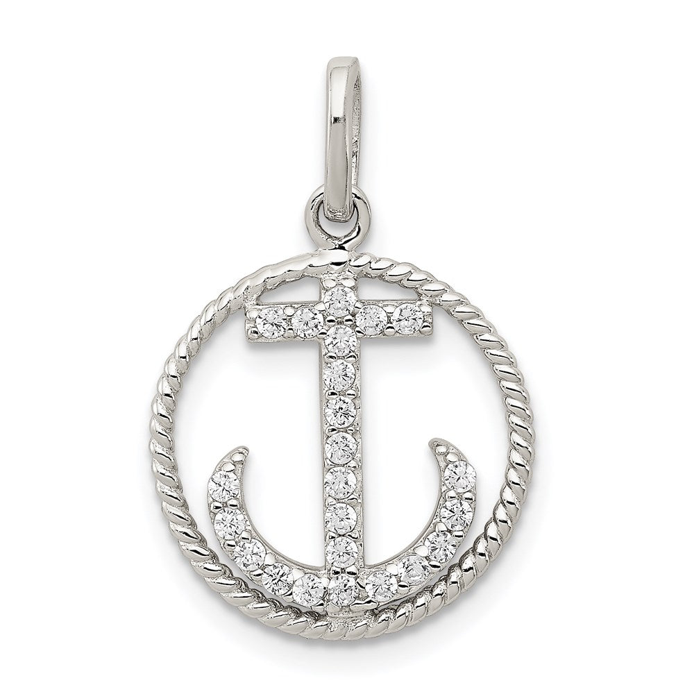 Polished;Sterling silver;CZ;Textured