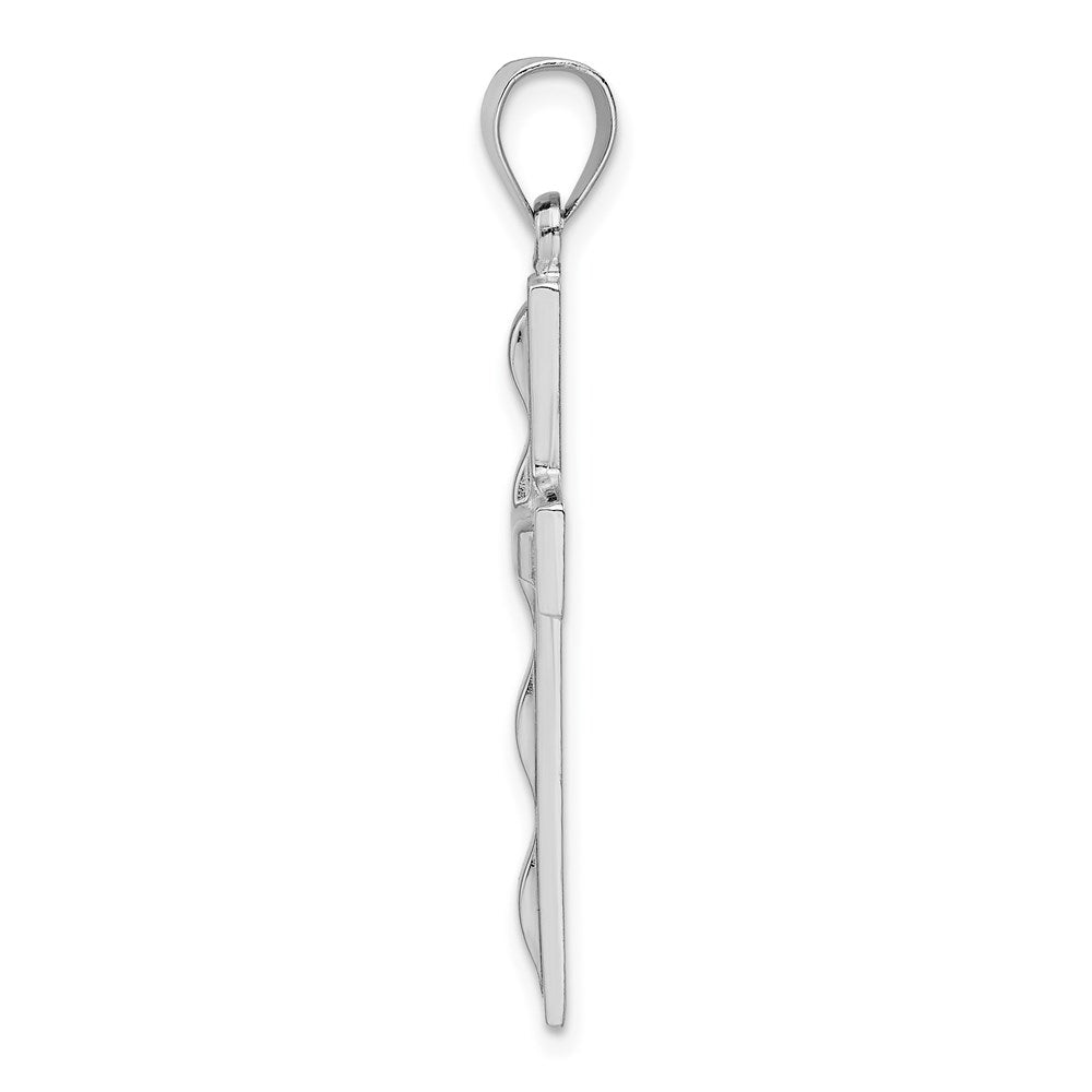 Sterling Silver Rhodium-plated Polished Cross Pendant