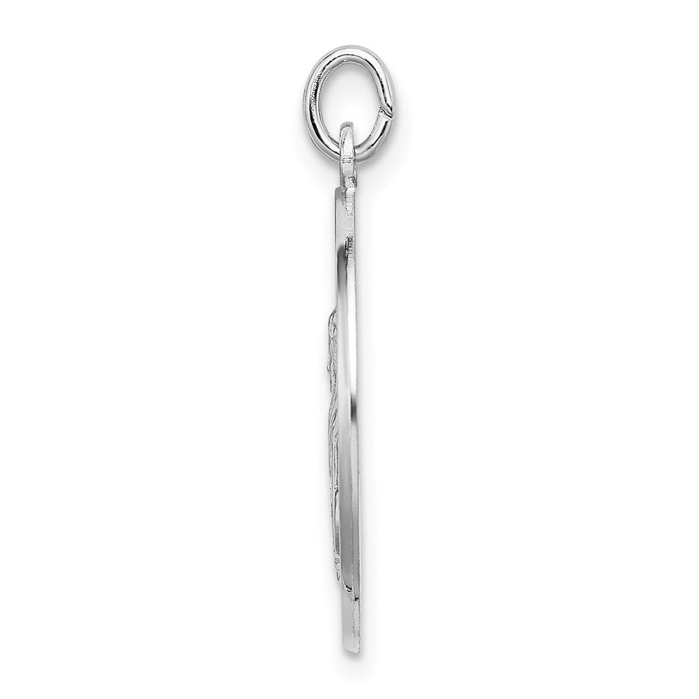 Sterling Silver Rhodium-plated Spanish St. Gabriel Medal Pendant