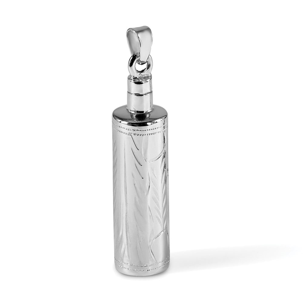 Sterling Silver Rhodium-Plated Cylinder Ash Holder Pendant