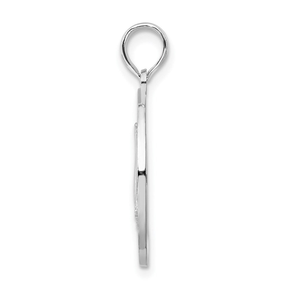 De-Ani Sterling Silver Rhodium-Plated Textured Turks and Caicos with Sailboat Pendant