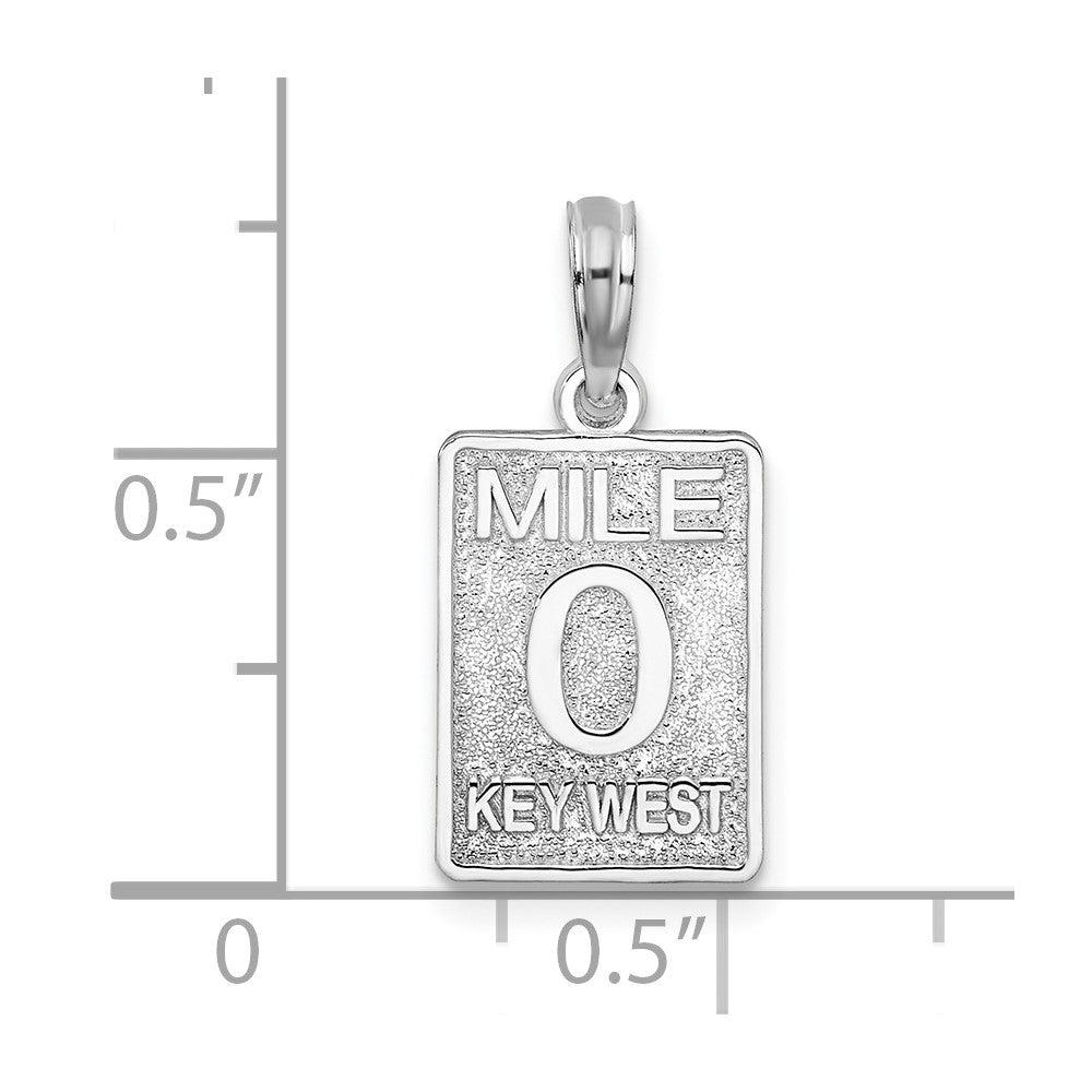 De-Ani Sterling Silver Rhodium-Plated Polished 0 Mile Marker Key West Pendant