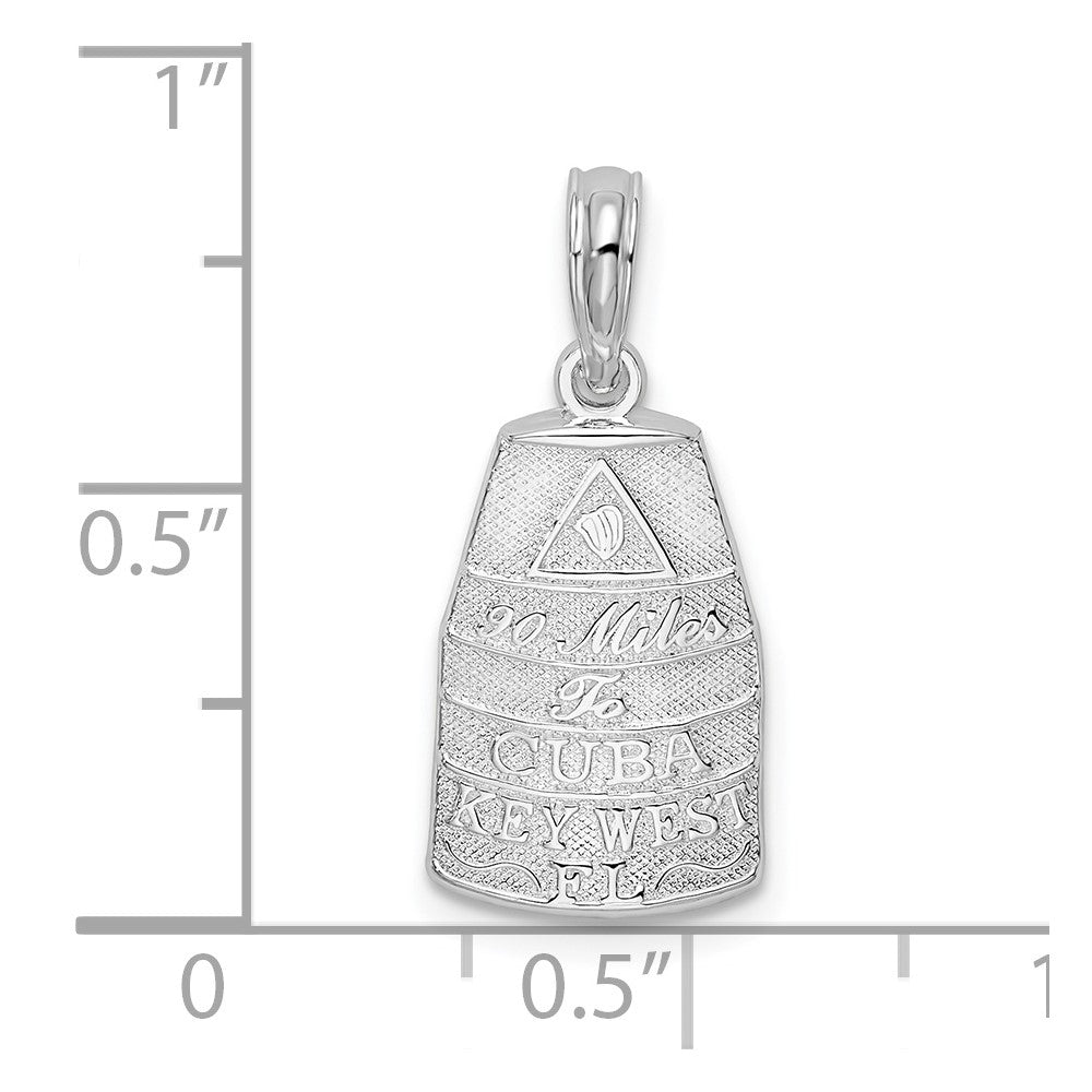 De-Ani Sterling Silver Rhodium-Plated Polished Small Key West USA Pendant