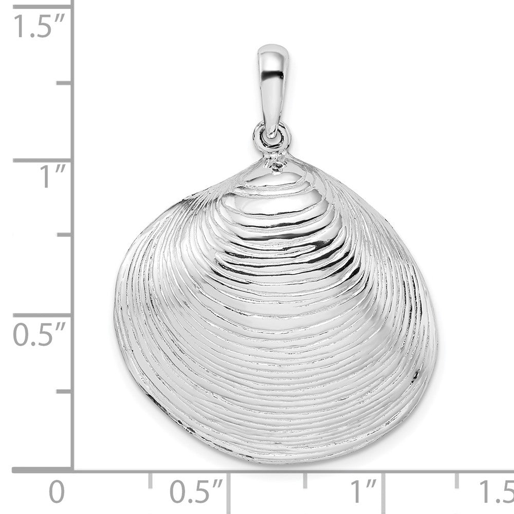 De-Ani Sterling Silver Rhodium-Plated Polished 3D Large Clam Shell Pendant