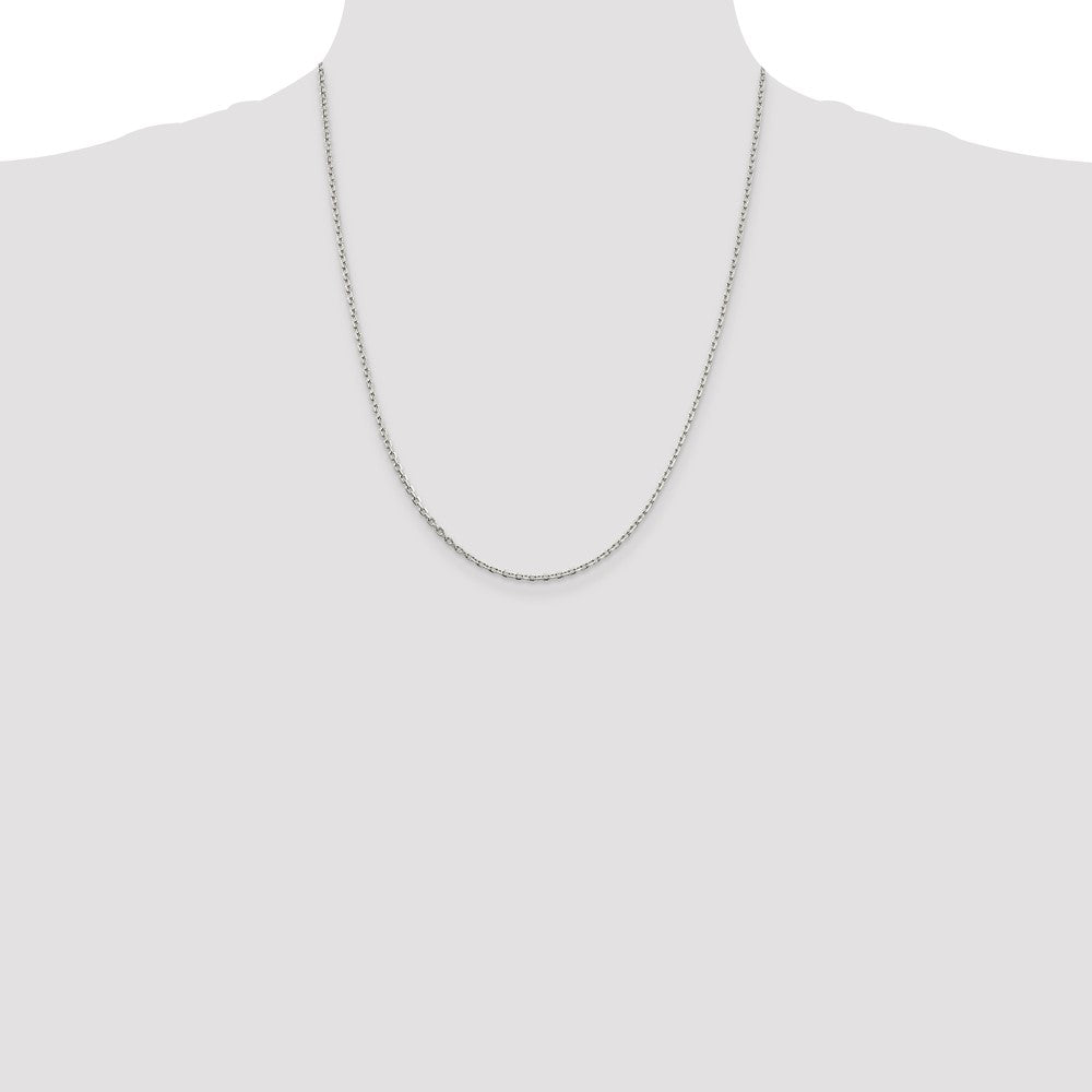 Sterling Silver 2mm Beveled Oval Cable Chain