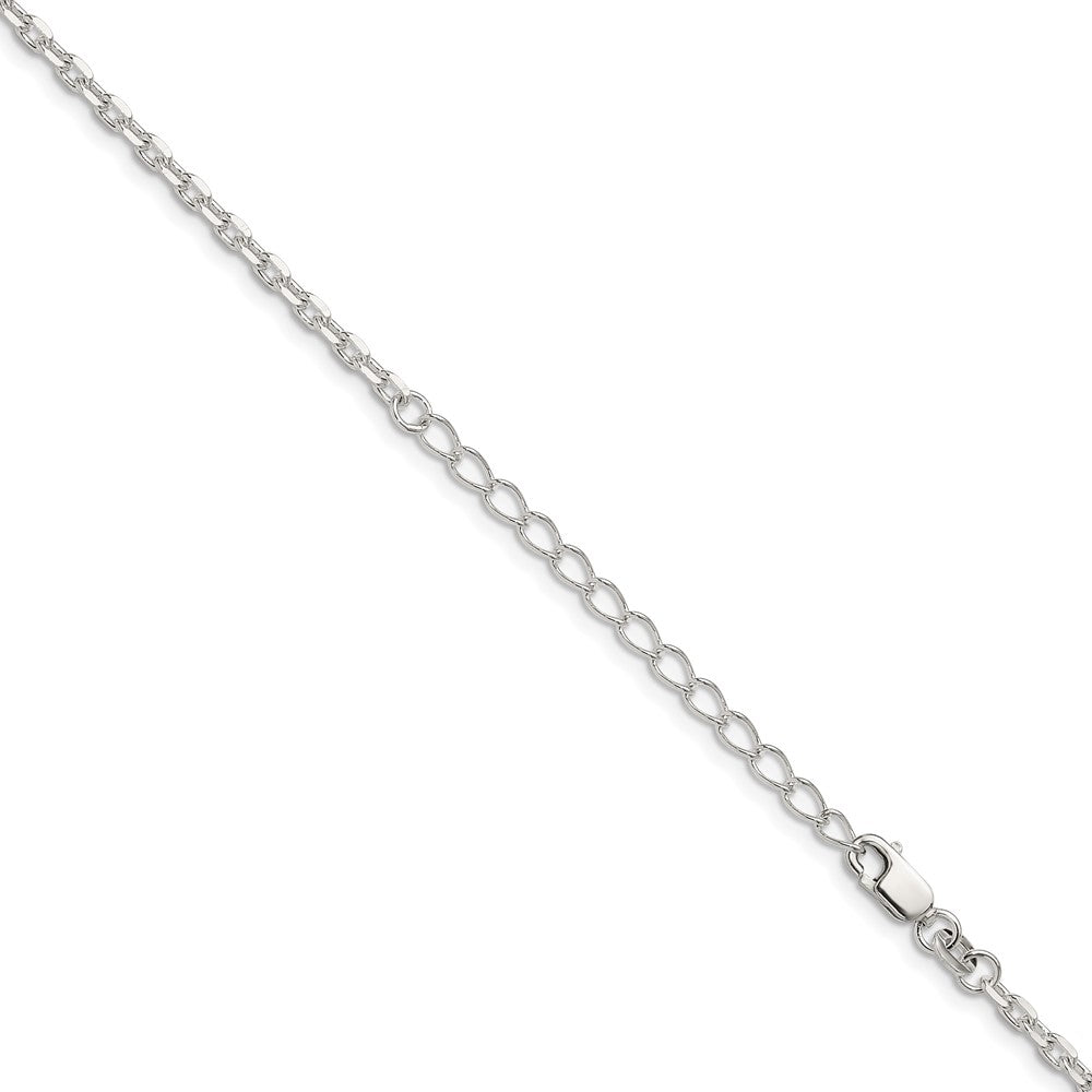 Sterling Silver 2.75mm Beveled Oval Cable Chain w/2in ext.