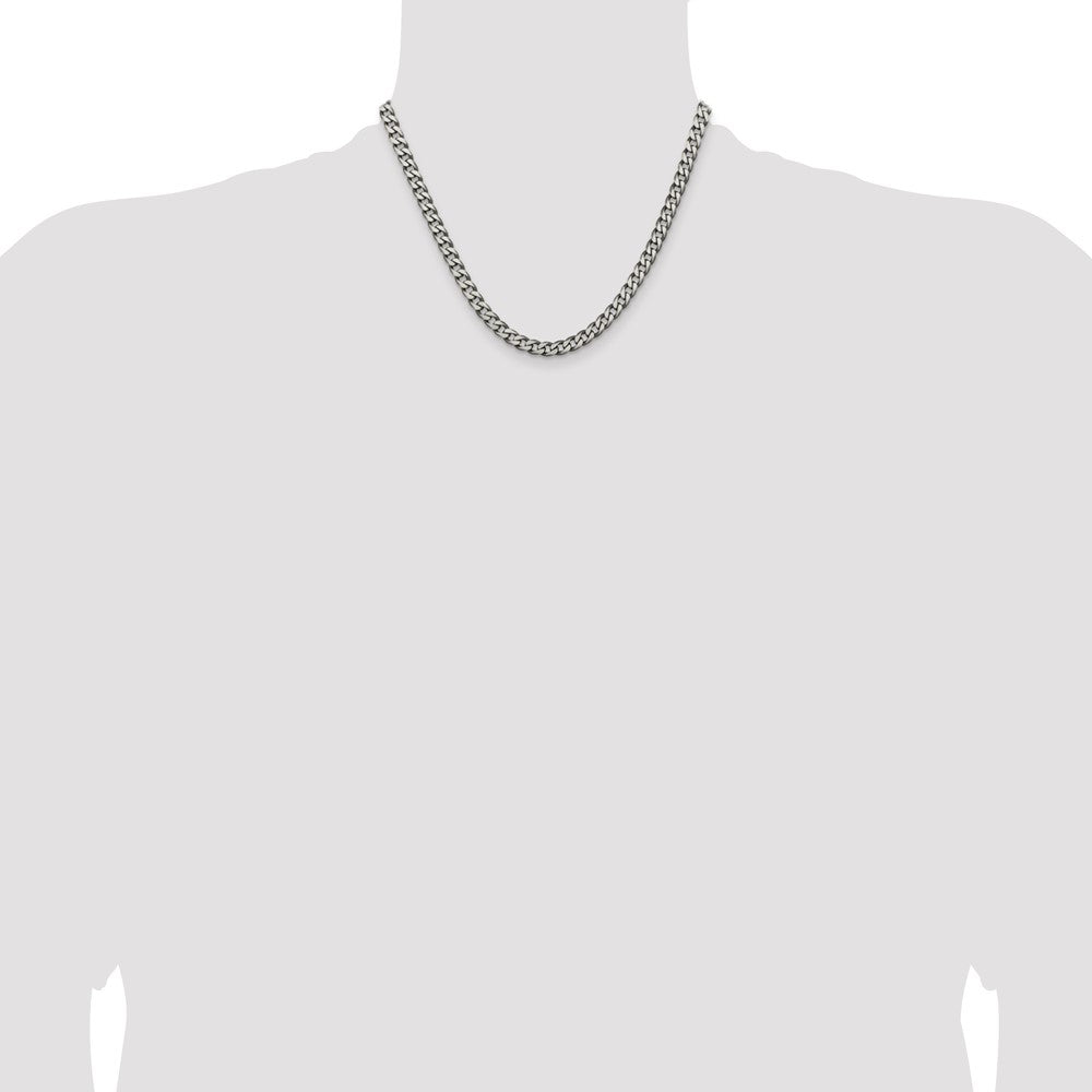Sterling Silver Antiqued 6.0mm Curb Chain