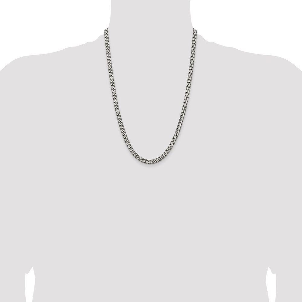 Sterling Silver Antiqued 6.0mm Curb Chain