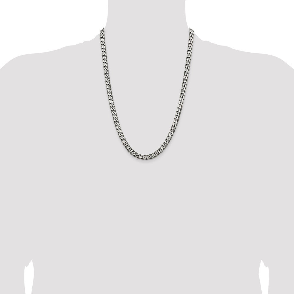 Sterling Silver Antiqued 6.5mm Curb Chain
