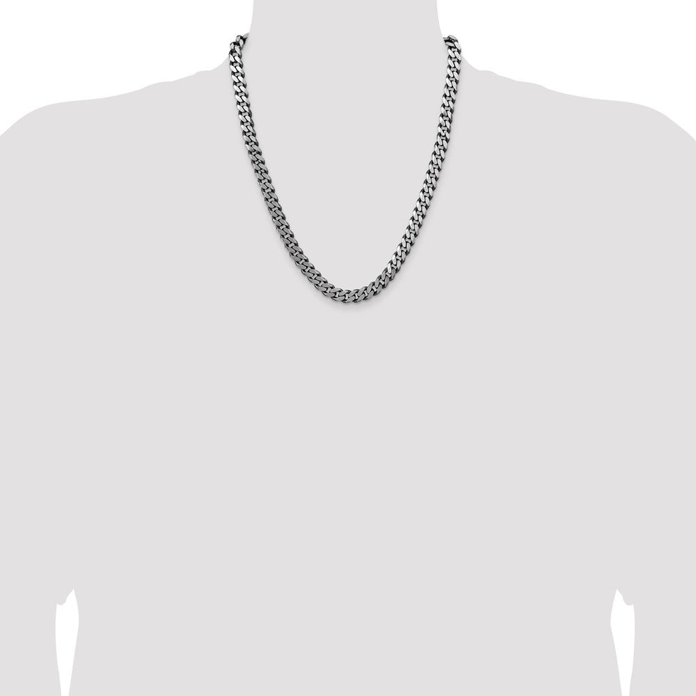 Sterling Silver Antiqued 8.3mm Curb Chain