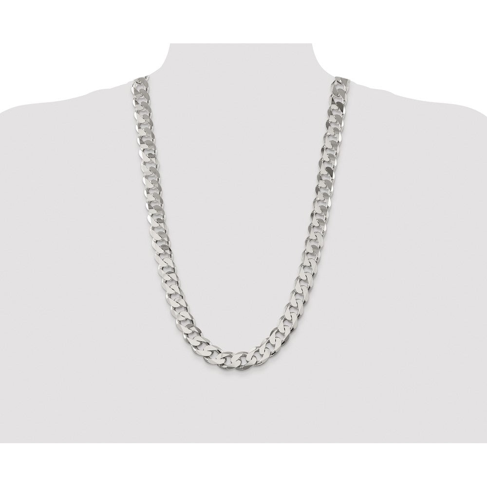 Sterling Silver Rhodium-plated 14.5mm Curb Chain