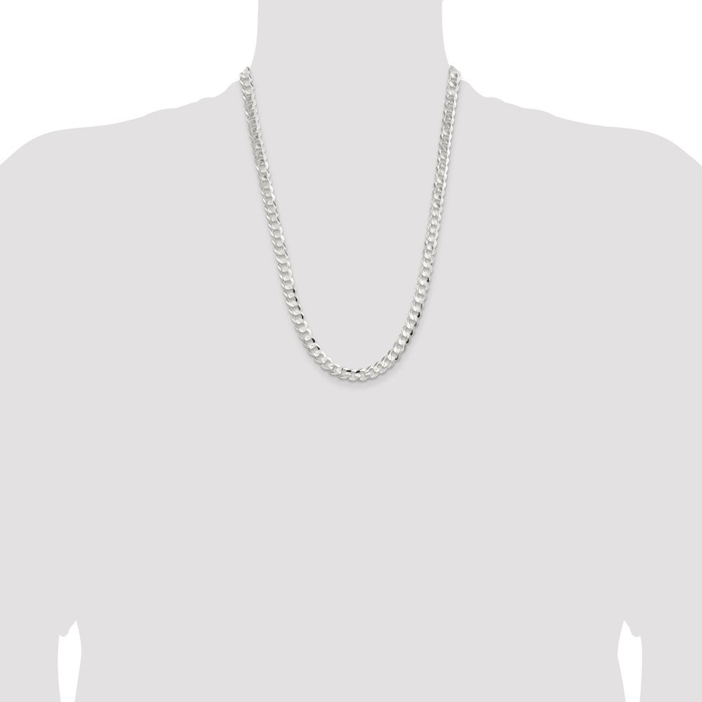 Sterling Silver 7.8mm Concave Beveled Curb Chain