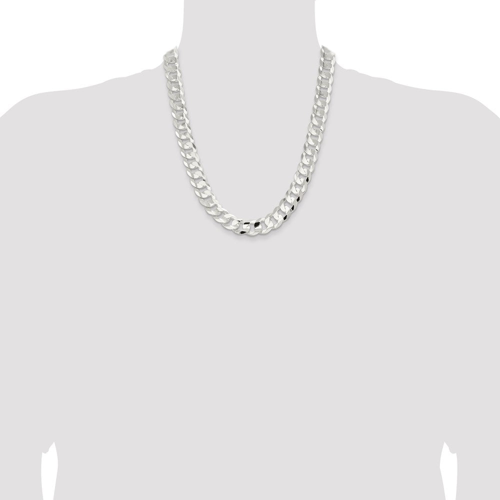 Sterling Silver 14.0mm Concave Beveled Curb Chain