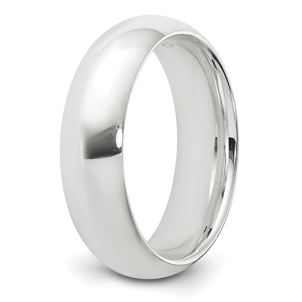 Sterling Silver Rhodium-plated 6mm Comfort Fit Size 7 Band