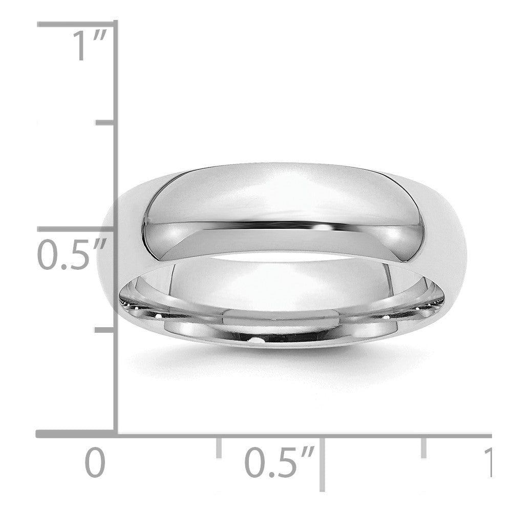 Sterling Silver Rhodium-plated 6mm Comfort Fit Size 10 Band