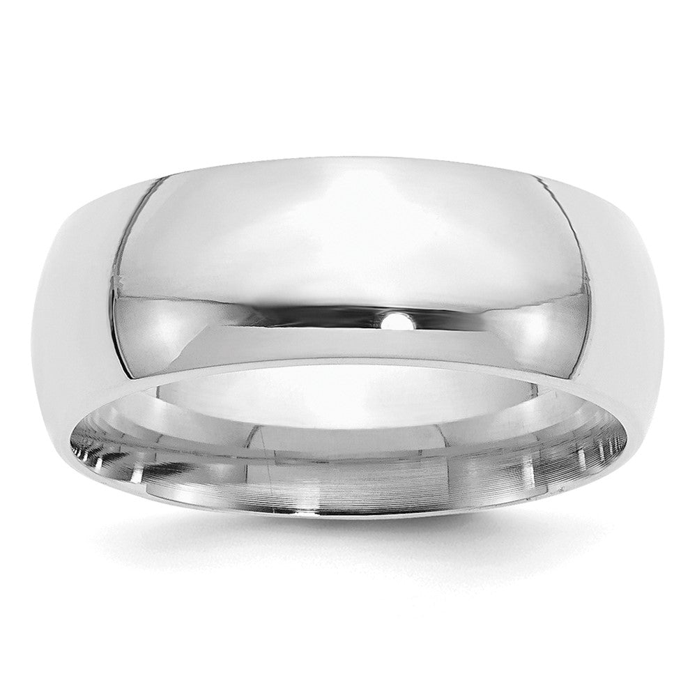 Sterling Silver Rhodium-plated 8mm Comfort Fit Size 8.5 Band