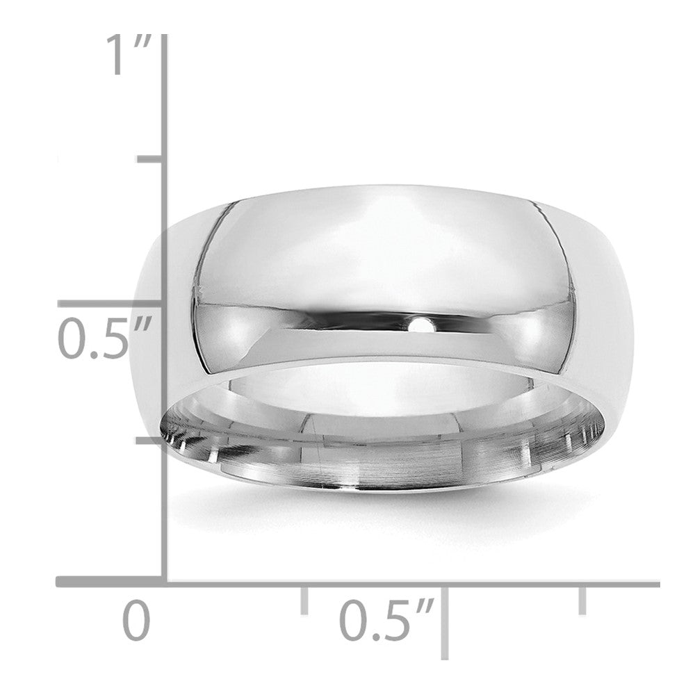 Sterling Silver Rhodium-plated 9mm Comfort Fit Size 8 Band