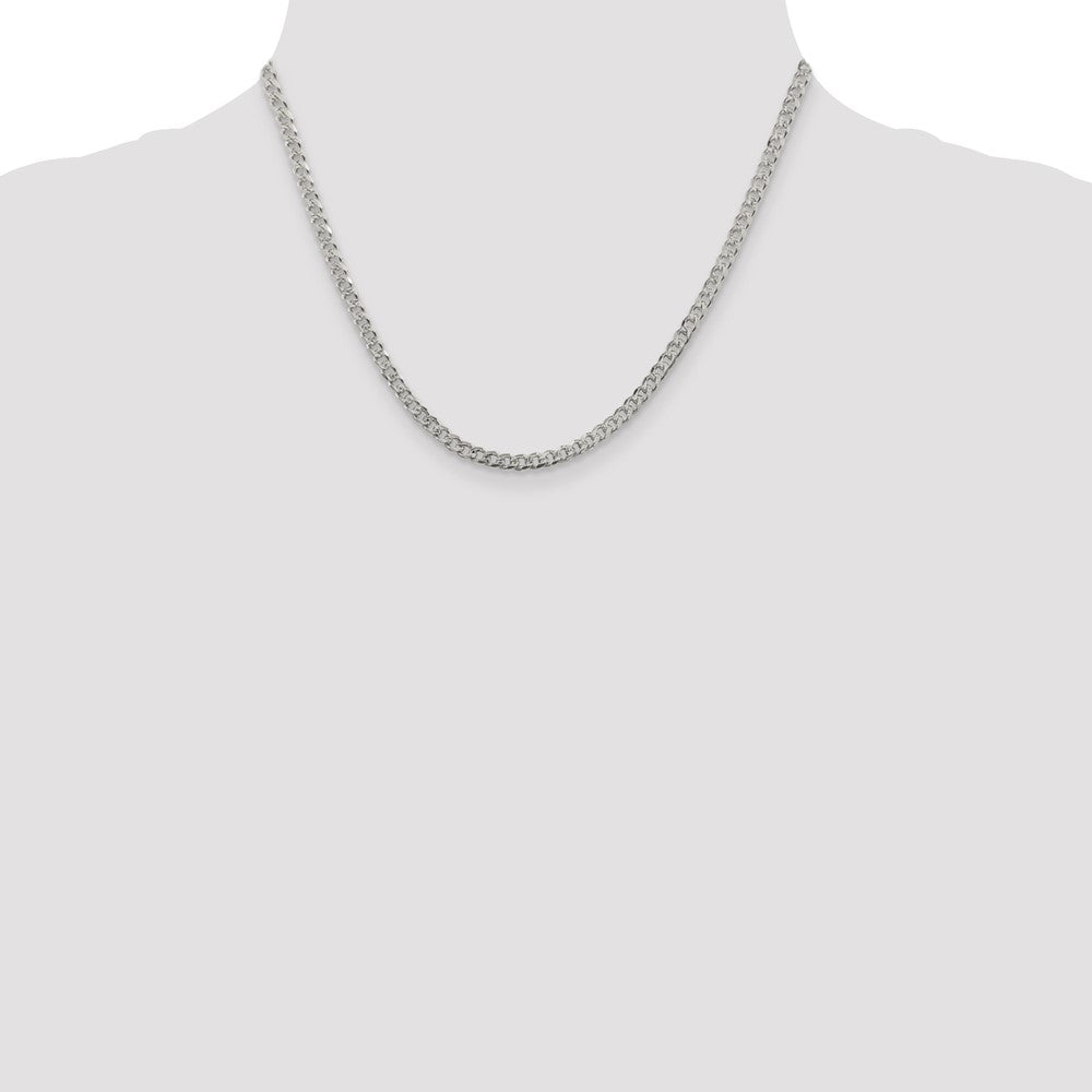 Sterling Silver 3.8mm Pav Curb Chain