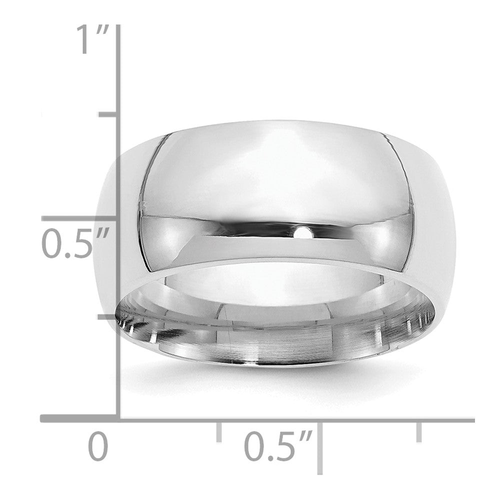 Sterling Silver Rhodium-plated 10mm Comfort Fit Size 10 Band