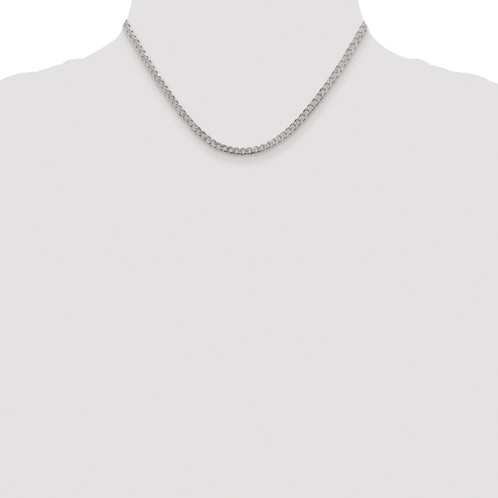 Sterling Silver Rhodium-plated 3.8mm Pav Curb Chain