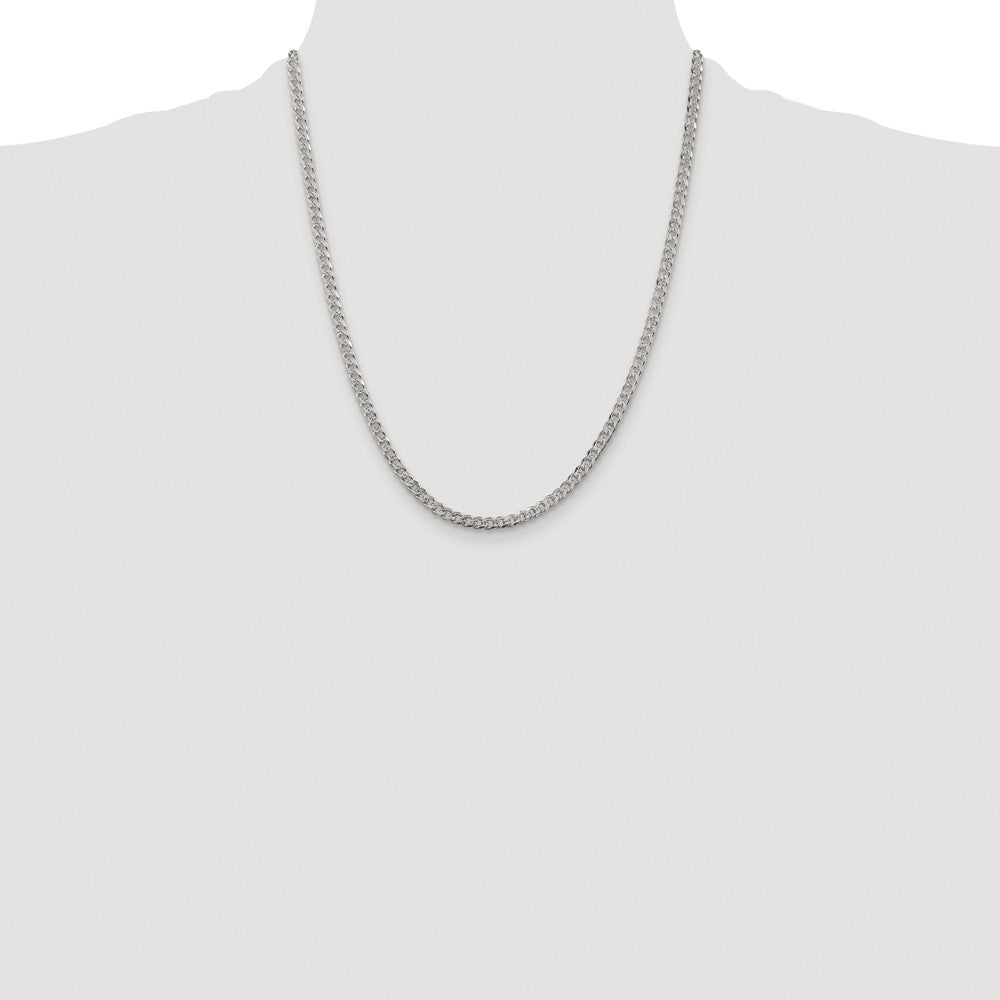 Sterling Silver Rhodium-plated 3.8mm Pav Curb Chain