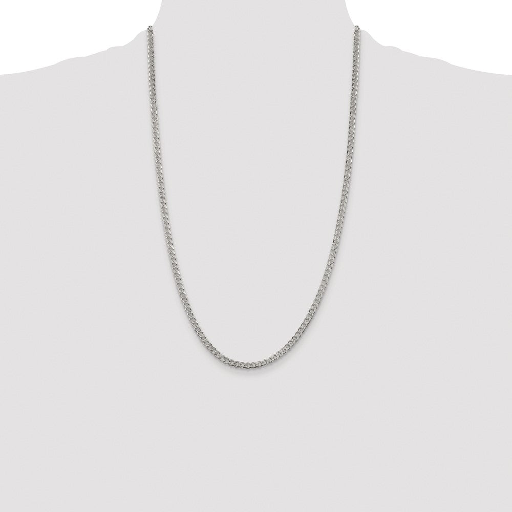 Sterling Silver Rhodium-plated 3.8mm Pav Curb Chain