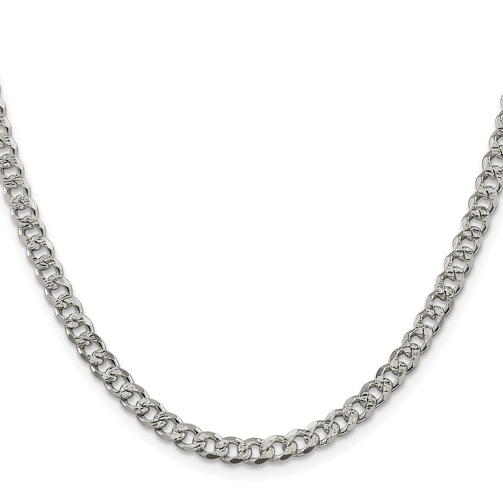 Sterling Silver Rhodium-plated 4.5mm Pav Curb Chain