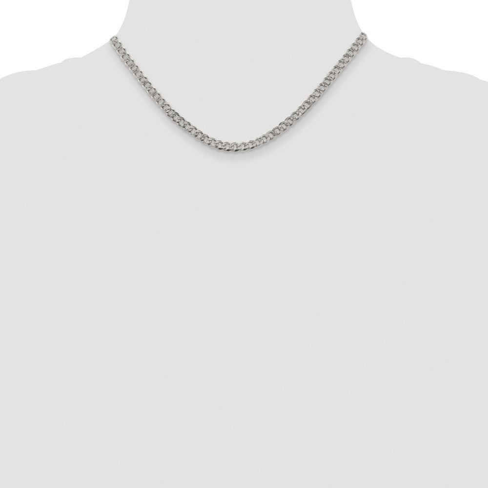 Sterling Silver Rhodium-plated 4.5mm Pav Curb Chain