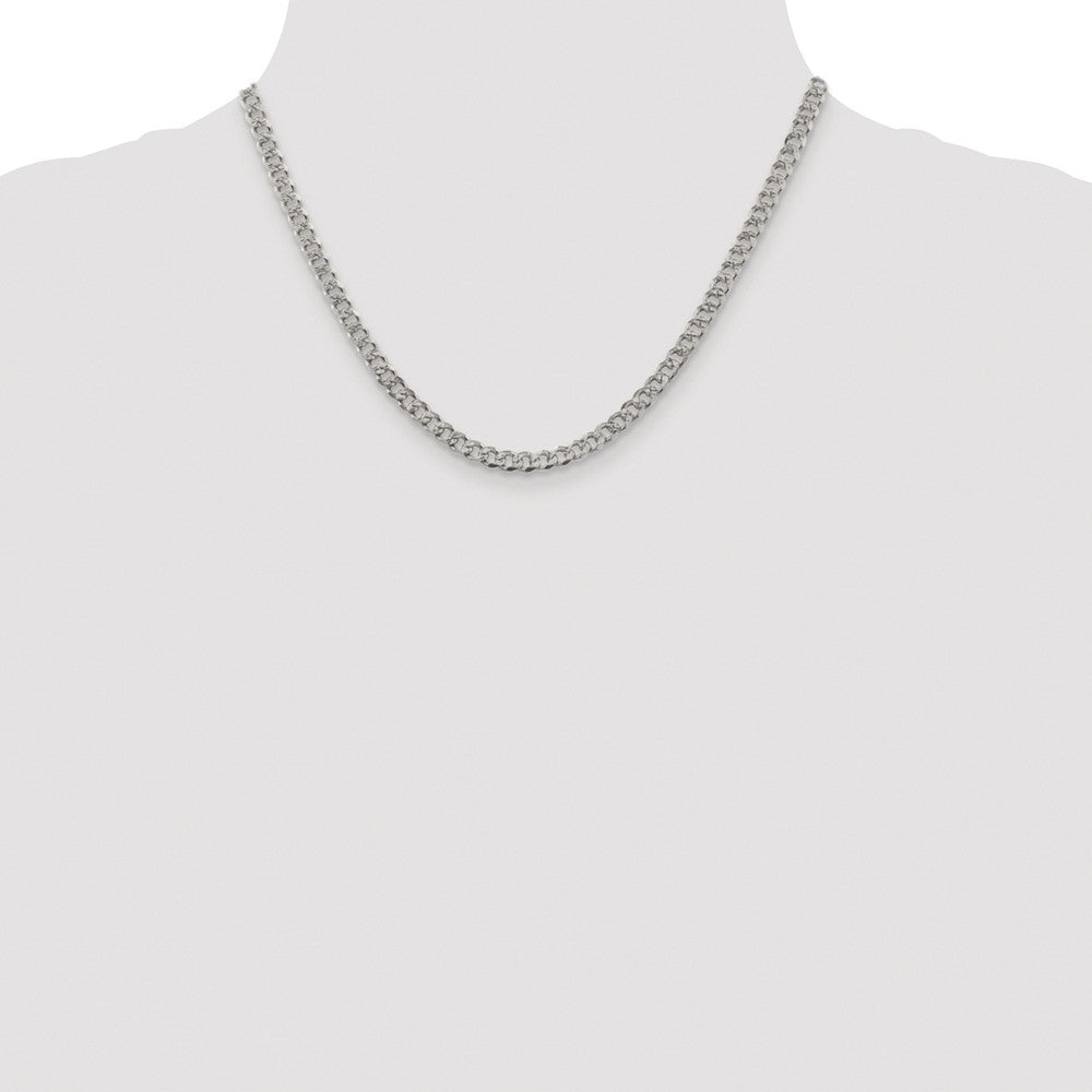 Sterling Silver Rhodium-plated 4.5mm Pav Curb Chain
