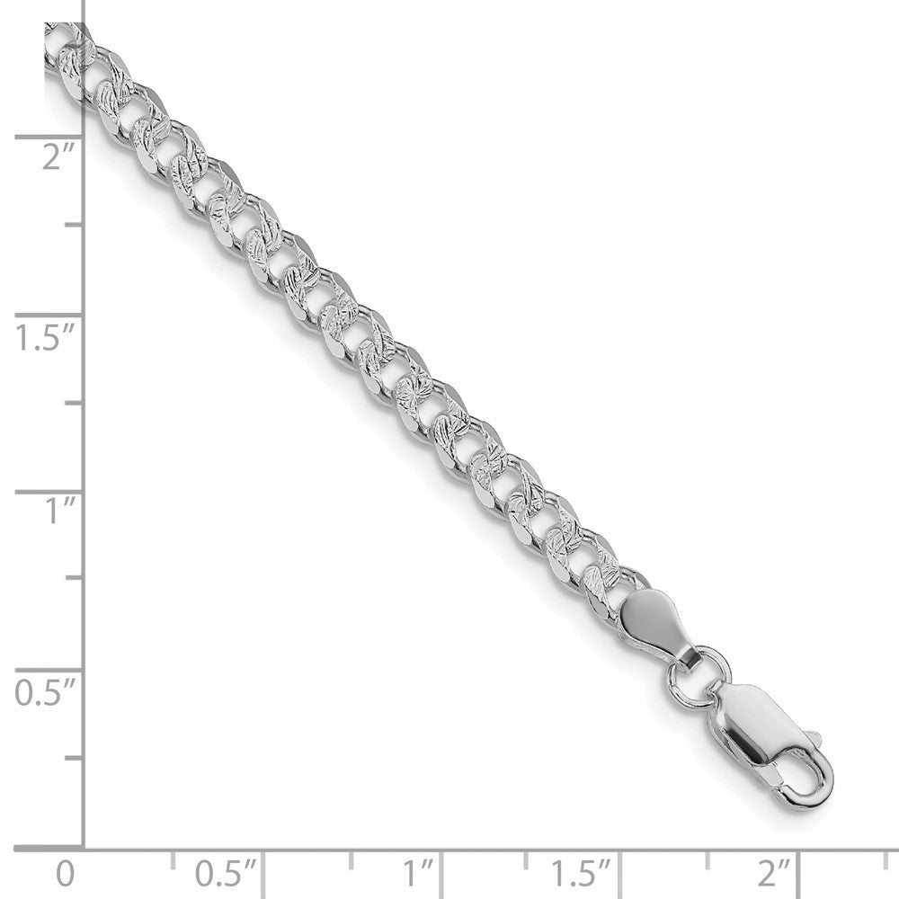 Sterling Silver Rhodium-plated 4.5mm Pav Curb Chain