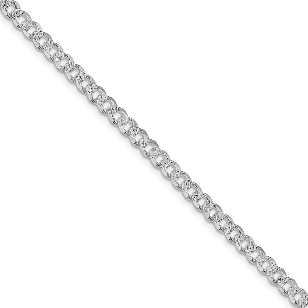 Sterling Silver Rhodium-plated 4.5mm Pav Curb Chain