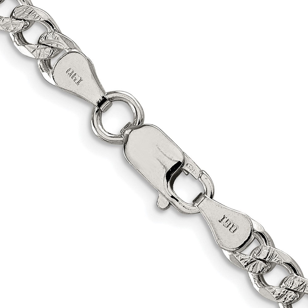 Sterling Silver Rhodium-plated 5.5mm Pav Curb Chain