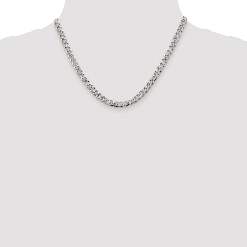 Sterling Silver Rhodium-plated 5.5mm Pav Curb Chain