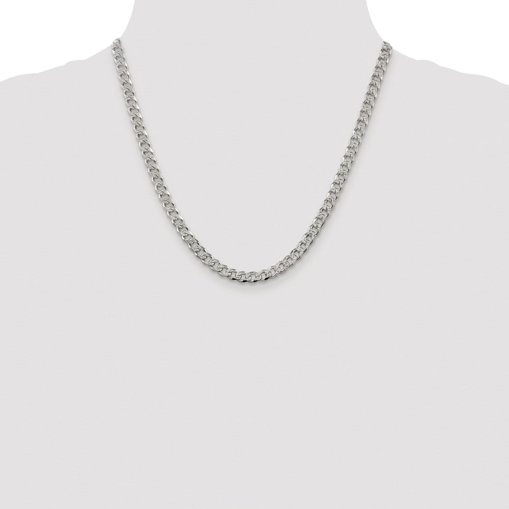Sterling Silver Rhodium-plated 5.5mm Pav Curb Chain