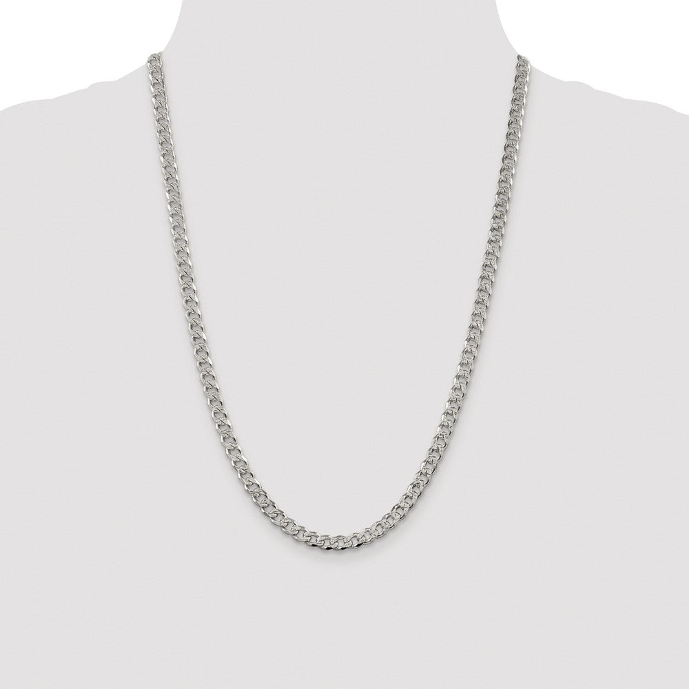 Sterling Silver Rhodium-plated 5.5mm Pav Curb Chain