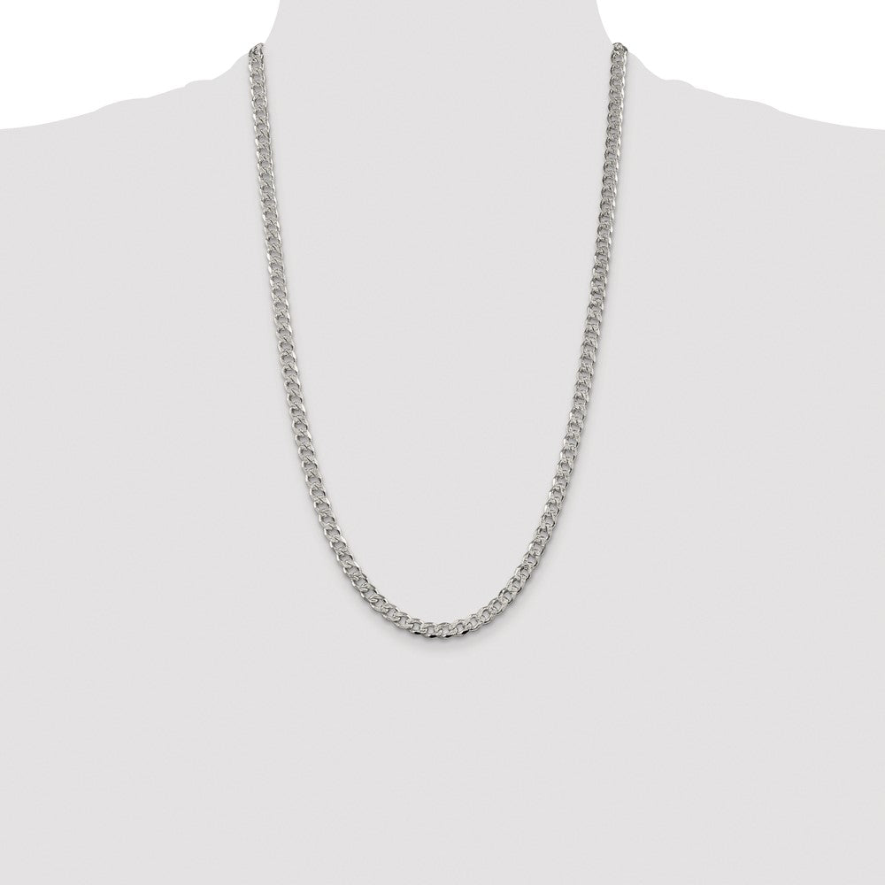 Sterling Silver Rhodium-plated 5.5mm Pav Curb Chain