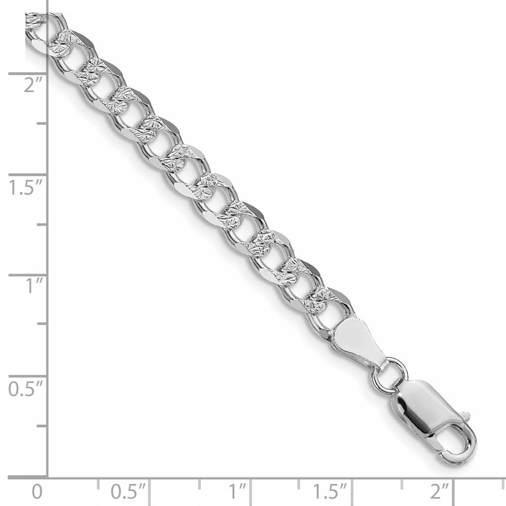 Sterling Silver Rhodium-plated 5.5mm Pav Curb Chain