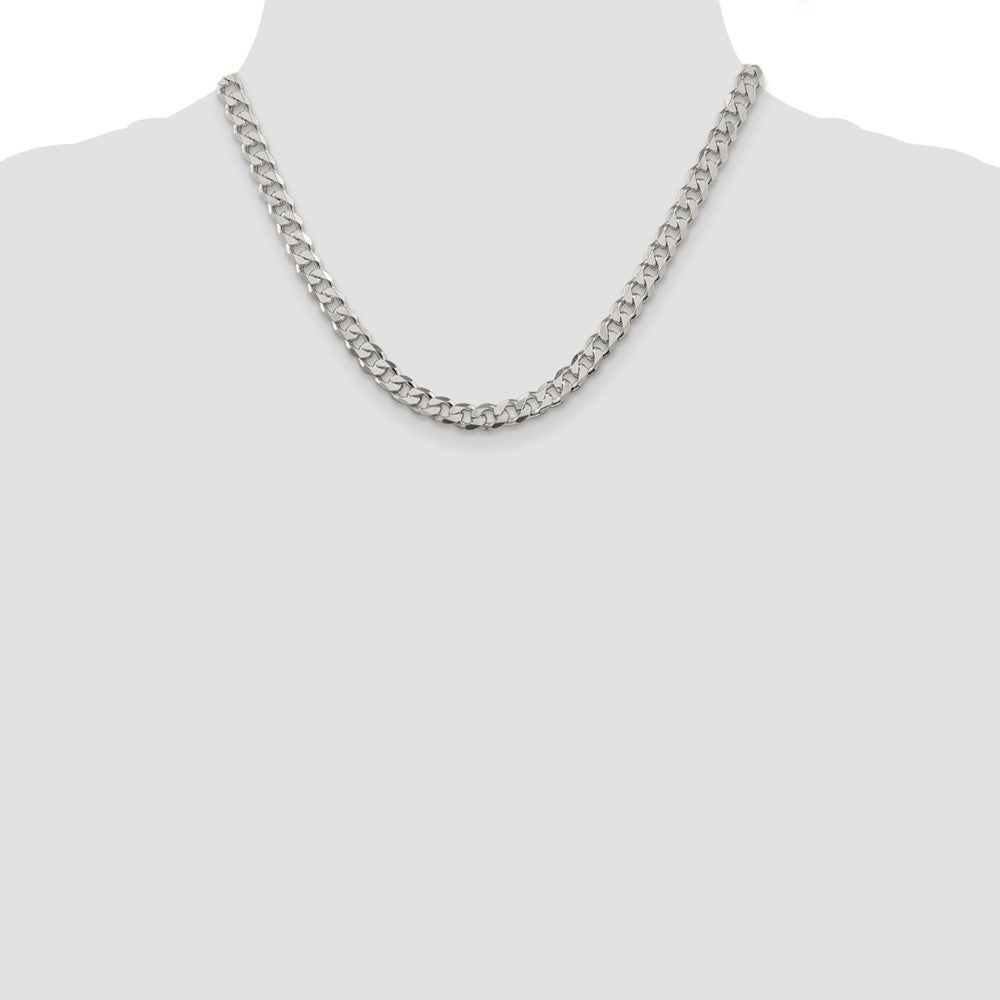 Sterling Silver 7mm Pav Curb Chain