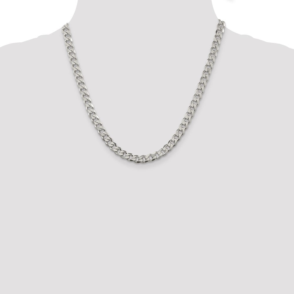 Sterling Silver 7mm Pav Curb Chain