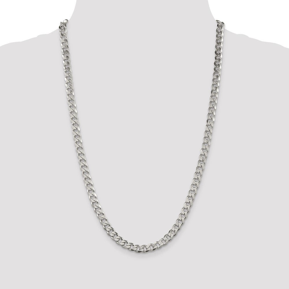 Sterling Silver 7mm Pav Curb Chain