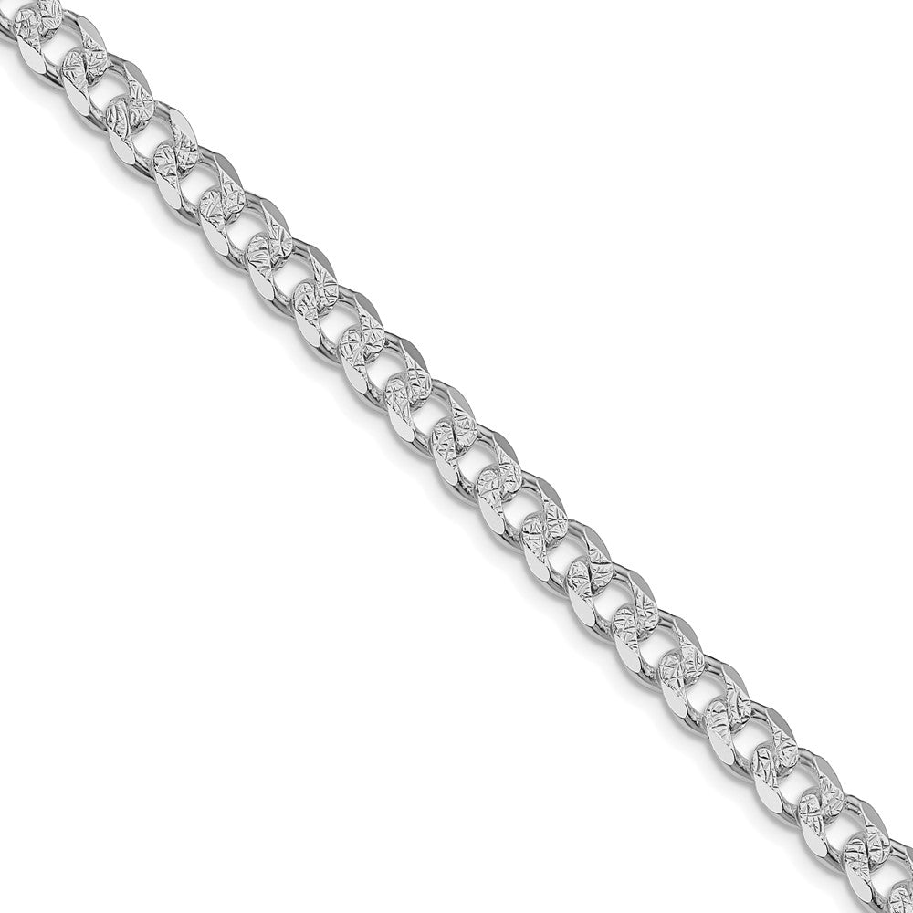 Sterling Silver Rhodium-plated 7mm Pav Curb Chain
