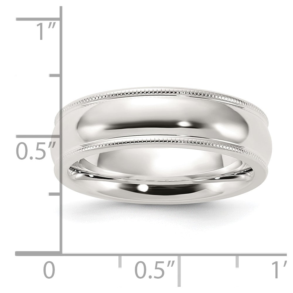 Sterling Silver 6mm Comfort Fit Half Round Milgrain Size 9.5 Band