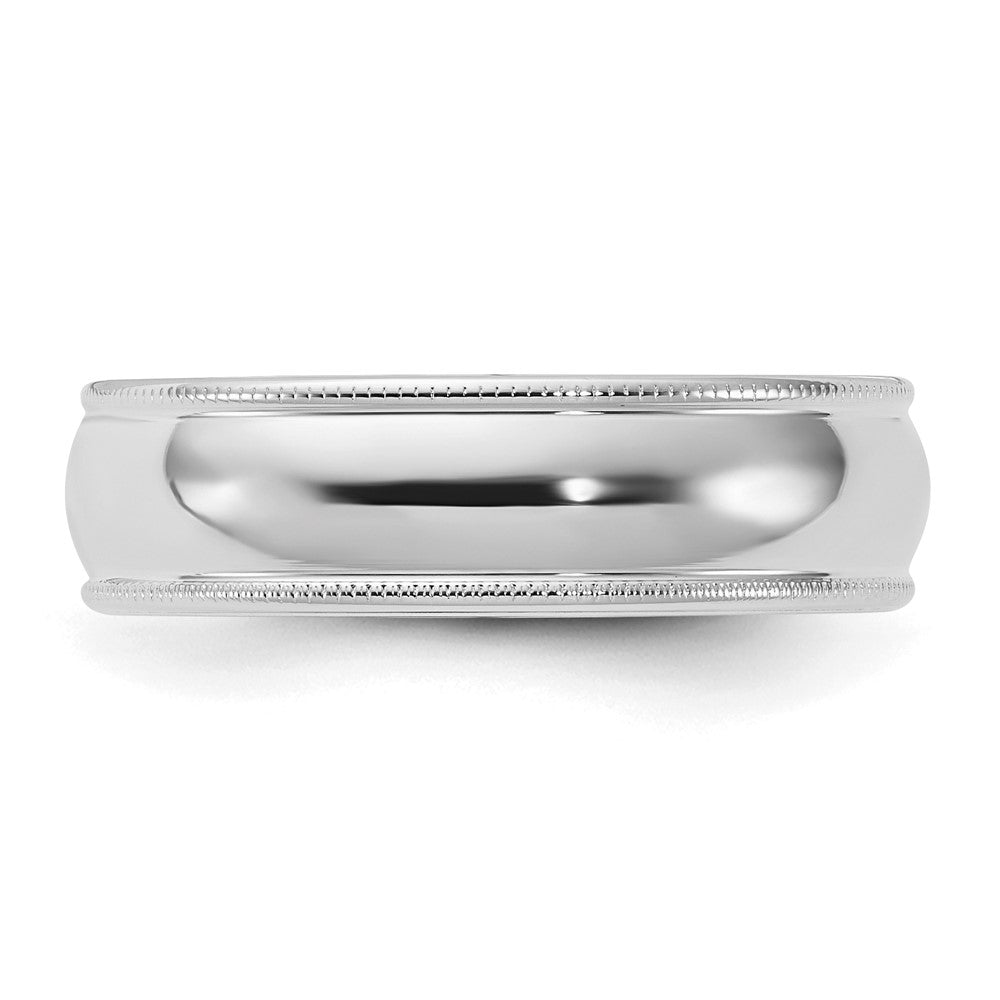 Sterling Silver Rhodium-plated 6mm Comfort Fit Milgrain Size 9 Band
