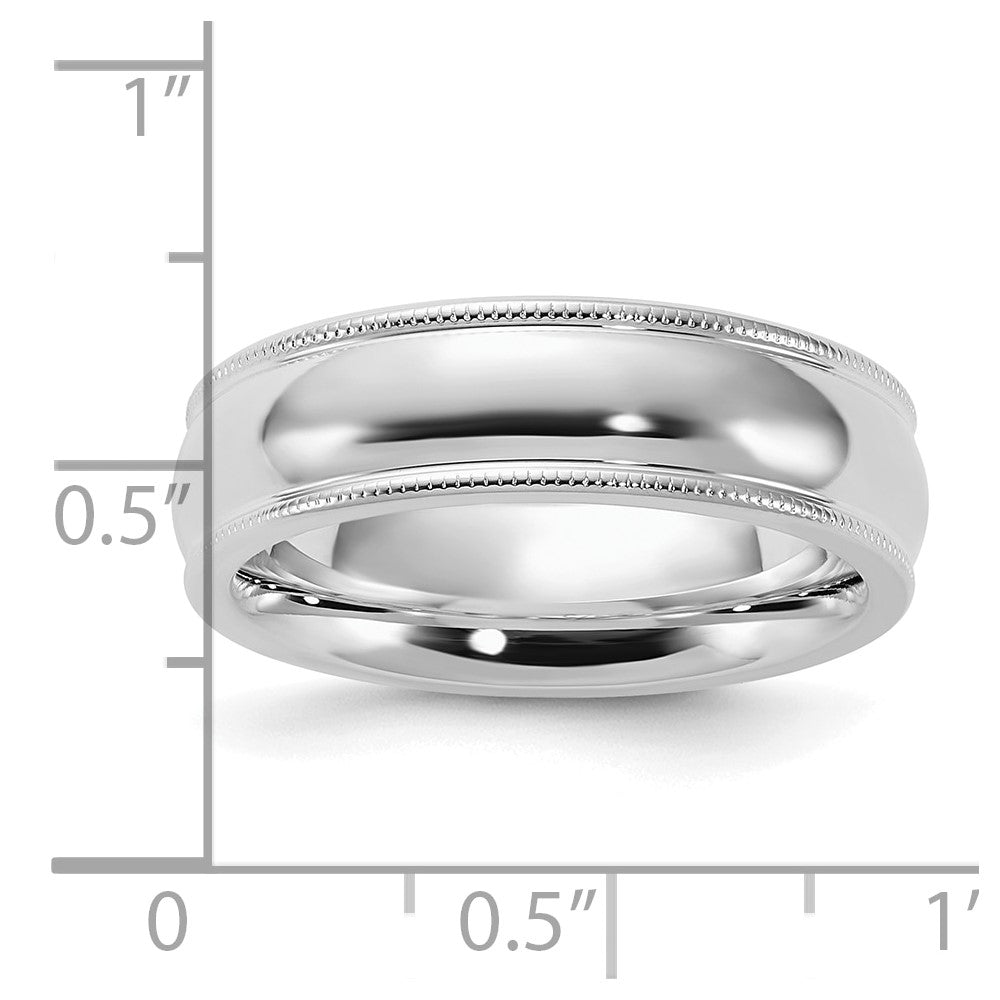Sterling Silver Rhodium-plated 6mm Comfort Fit Milgrain Size 12.5 Band