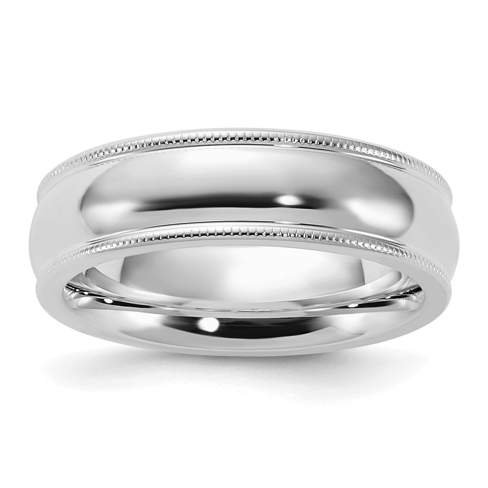 Sterling Silver Rhodium-plated 6mm Comfort Fit Milgrain Size 11 Band