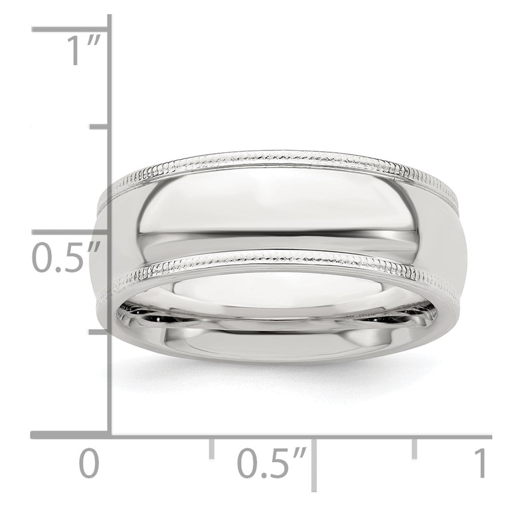 Sterling Silver 7mm Comfort Fit Half Round Milgrain Size 9.5 Band