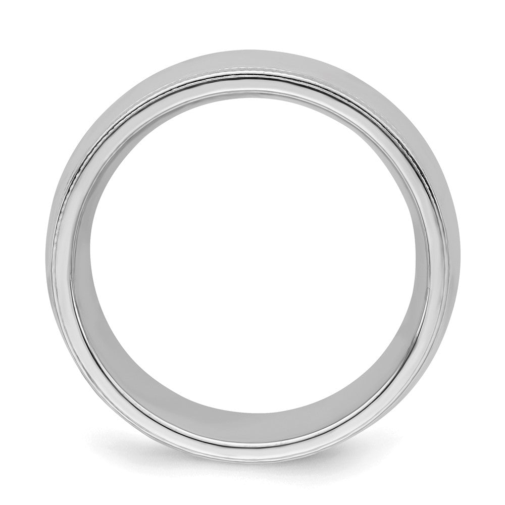 Sterling Silver Rhodium-plated 7mm Comfort Fit Milgrain Size 10 Band