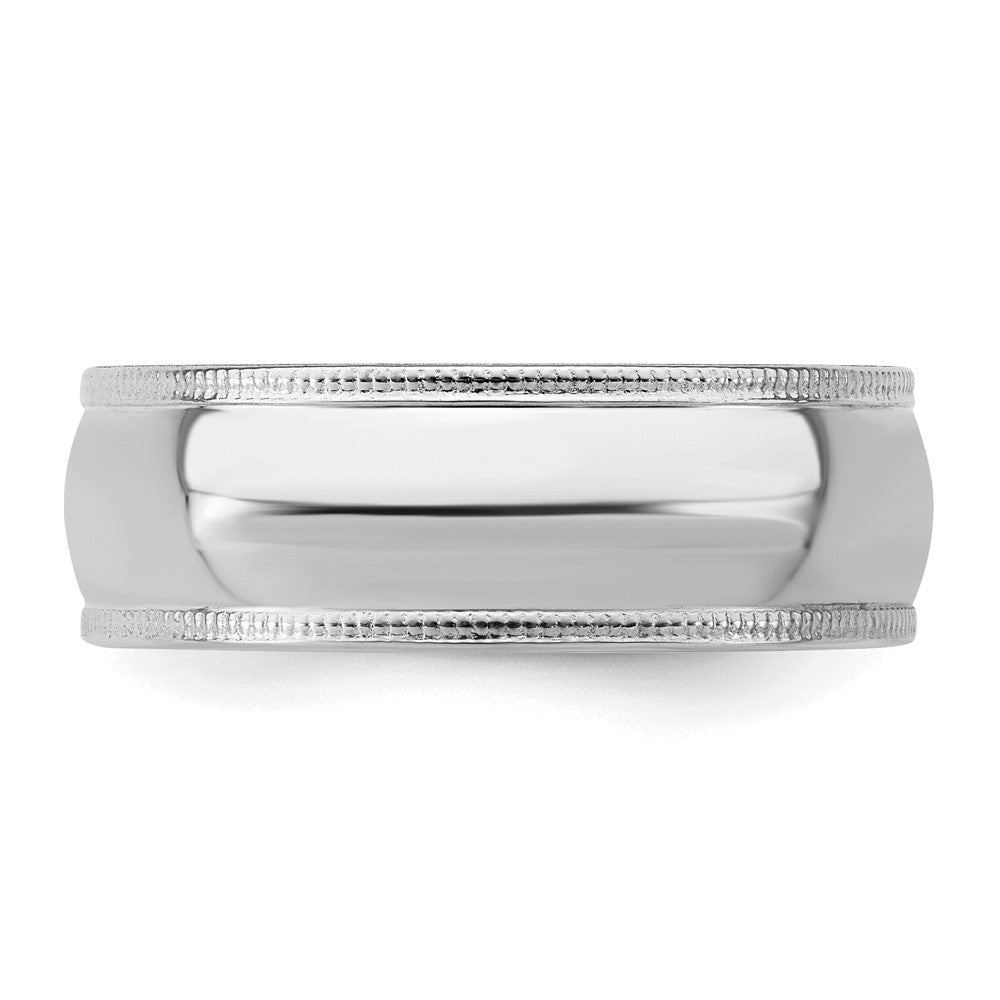 Sterling Silver Rhodium-plated 7mm Comfort Fit Milgrain Size 8 Band